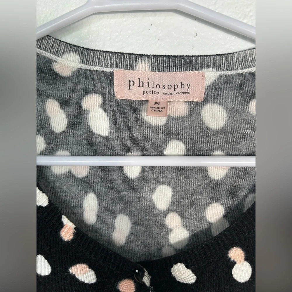 Philosophy polka  dot cardigan, button up. Petite large